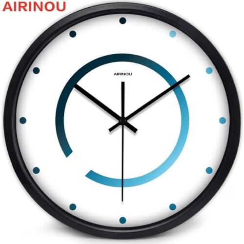 Airinou Original Design Creative Abstract Mute Blue Ring Glass Wall clock, Living room, Study room, balcony, Courtyard Clock