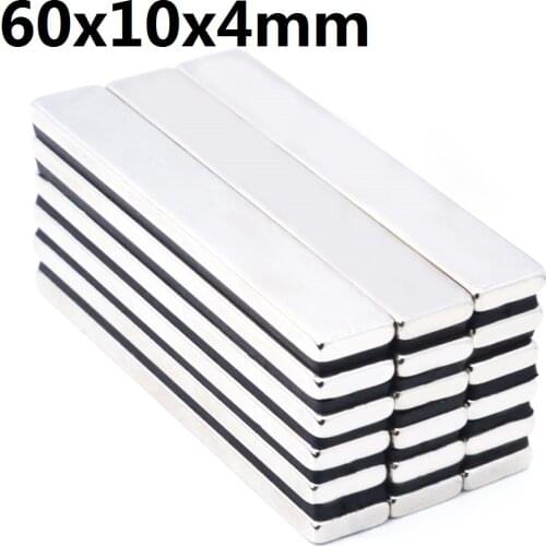 1/2/5/10Pcs 60x10x4 Neodymium Magnet 60mm x 10mm x 4mm N35 NdFeB Block Super Powerful Strong Permanent Magnetic imanes