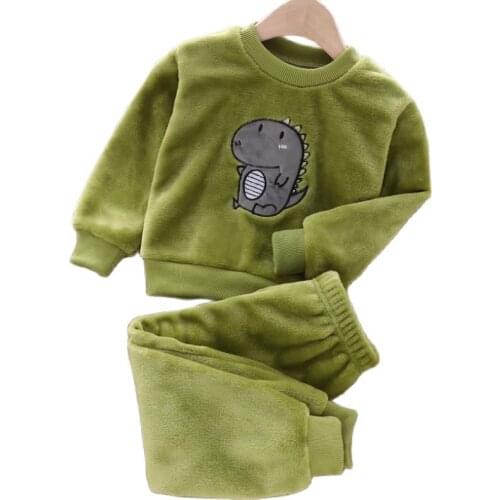 New Baby Boy Girl Clothes Autumn winter 2Pcs Sets Pajamas Set Flannel Toddler Child Warm Catoon Sleepwear Kids Home Suit1-6Year