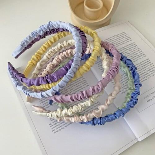 New Women Cream SatinFolds Headbands Girl Sweet Lovely Simple Solid Color All-Match Hair Hoop Hair Accessories