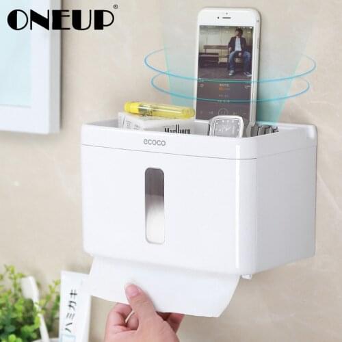 ONEUP Waterproof Toilet Paper Holder Wall Mounted Storage Box Sanitary Tissue Rack Kitchen Bathroom Portable Toilet Paper Holder