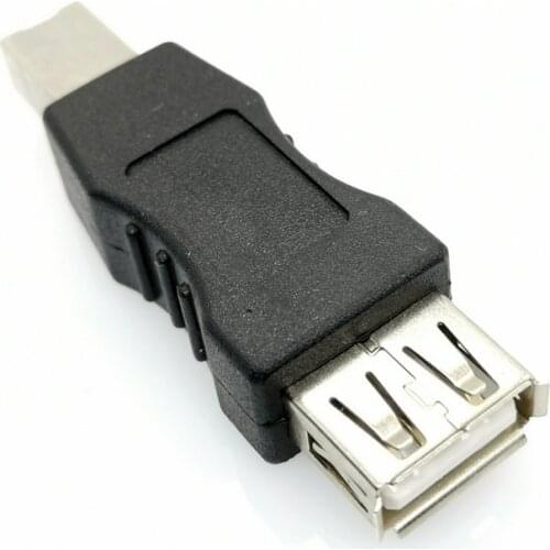 2pcs USB 2.0 A Female to B Male Adapter Connector AF to BM Converter Mini Portable Black Adapter for PC Computer Phone Printer