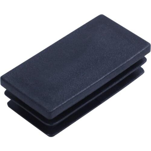 Plastic Rectangle Blanking End Tube Caps Inserts 25x50mm 30pcs Black