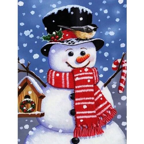 Full Square Diamond Painting Snowman Rhinestone Kit 5D DIY Diamond Embroidery Cartoon Mosaic Winter Handmade Gift Art