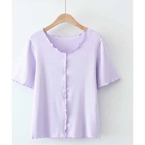 Plus Size XL-5XL Womens White Black Purple Summer Croptop Short Sleeve Simple Slim Shirts Oversized Tee