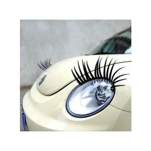 2pcs 3D Charming Black False Eyelashes Fake Eye Lash Sticker Car Headlight Decoration Funny Decal For Beetle AP064