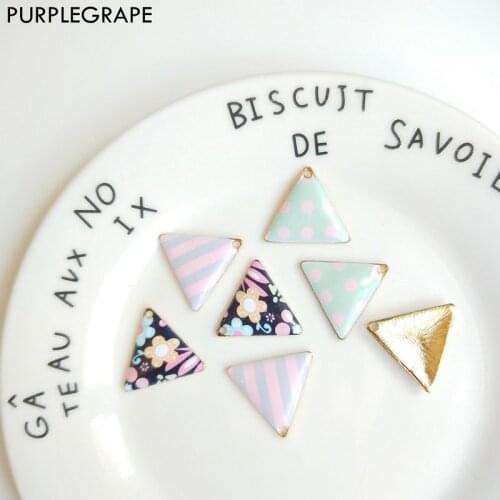 PURPLEGRAPE Japanese and Korean fashion fresh triangle metal female girl cute earrings accessories DIY handmade 6 pieces
