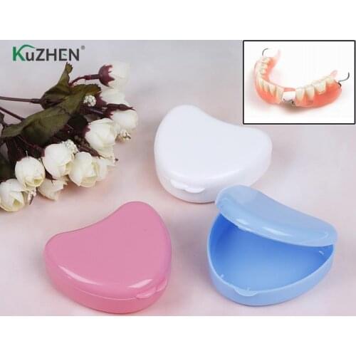Dental Orthodontic Retainer Box Case For Denture Teeth Mouth Guard Storage Heart Shape False Teeth Box Storage Case