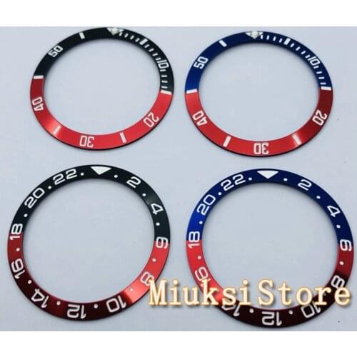38mm black blue red titanium bezel insert for 40mm sub automatic mens watch