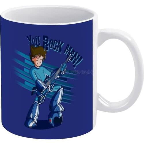 You Rock , Man! White Mug Coffee Mug Afternoon Tea Christmas Cups Ceramic Mug 330ml for Coffee Megaman Blue Bomber Mega Man Ro