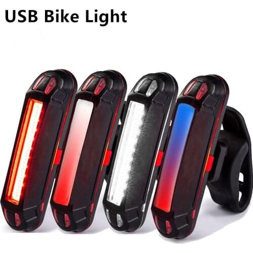 Bicycle Bike Accessories USB Rechargeable Front Rear Light Bicycle COB Warning Light Monochrome Double Color Taillights