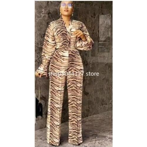 2021 Spring and Summer African Women Long Sleeve Printing Two Pieces Sets Top and Long Pant African Clothes for Women