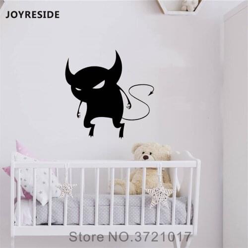 JOYRESIDE Field Hockey Wall Evil Horns Decal Vinyl Sticker Wings Decor Bedroom Interior Kids Girl Boy Room Decoration Mural A491