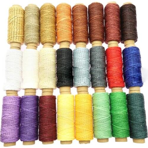 24pcs/set 50m Leather Sewing Wax Thread Hand Stitching Cord Craft DIY Tools Knitting Dyeing Craft Flat Waxed Line Accessories