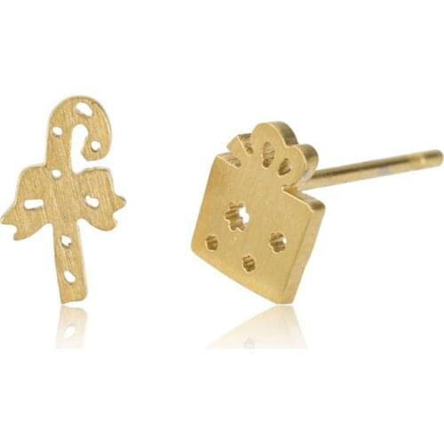 Women Statement Jewelry Stainless steel Cute Design Stud Earrings Small Gift Shaped Gold and Silver brincos Earrings for womens