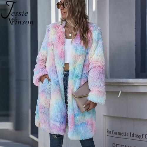 Jessie Vinson Tie Dye Print Teddy Coat Women Warm Faux Fur Coat Casual Chic Long Sleeve Long Cardigan Coat Jacket Winter Outwear