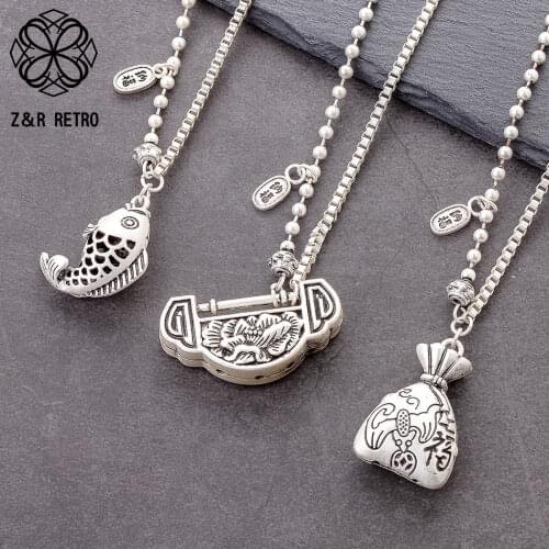 Womens Jewelry Vintage Necklaces for Women Silver Color Long Antique Suspension Statement Decoration Accessories Gift Wholesale
