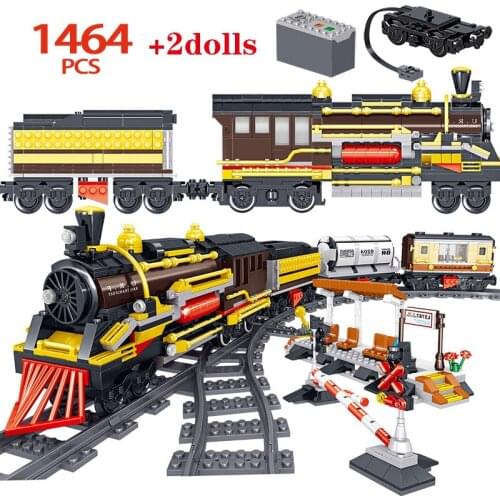 1464PCS City Railway Bricks Compatibe Technik Rail Train Track Electric Train High-speed Rail Building Blocks Kid Toys