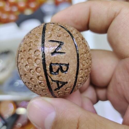 1PCbasketball Natural Stone Ball Red Agate Good Luck Madagascar Banded Agate Healing Body Heathy Raw Stones Specimen Collection