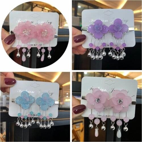 2pcs/lot Acrylic Flower Jingle Bell Hair Clips Hairpins for Girls Hair Pins Children Hairpin Baby Headdress Hair Accessories