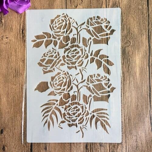 A4 29 * 21cm rose DIY Stencils Wall Painting Scrapbook Coloring Embossing Album Decorative Paper Card Template,wall