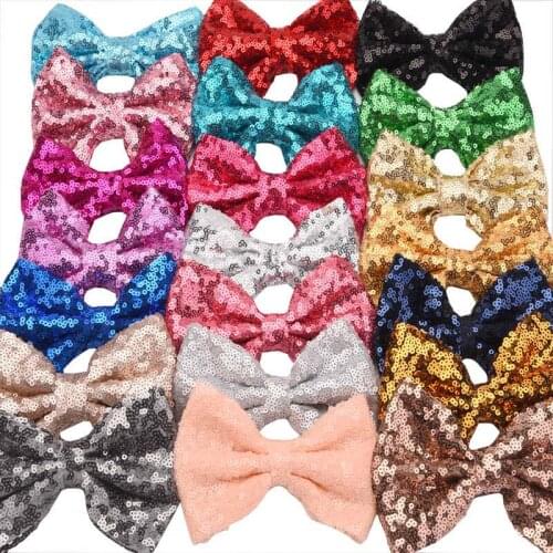 22PCS Big Sequin Embroidery Bow Glitter Bowknot Hair Flower Hair Bows DIY Hair Accessories Fashion Headwear