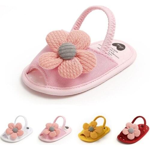 Summer Baby Girl Sandals Cute Lace Bows Newborn Baby Shoes Solid Color Pink White Soft Cotton Princess Toddler Girls Sandals