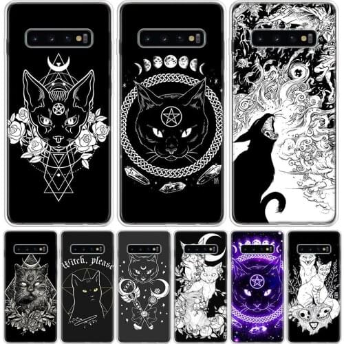 Witch and cat Colorful Cute Cover Phone Case For Samsung Galaxy S10 S20 Ultra Note 10 9 8 S9 S8 J4 J6 J8 + Lite Plus Pro S7 Coqu