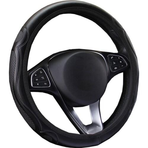 Car Steering Wheel Cover For 37-38 CM 14.5"-15" Anti-slip Wear-Resistant Embossed No Inner Ring Auto Steering-Wheel Protector