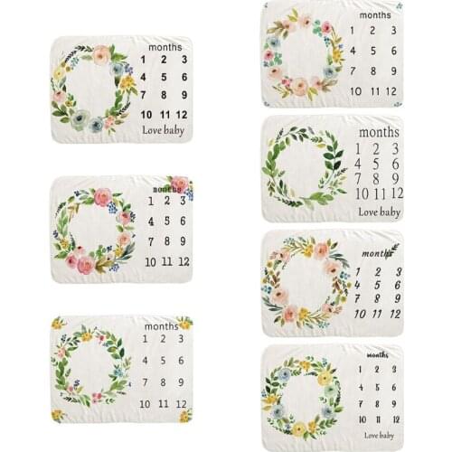 Baby Monthly Record Growth Milestone Blanket Newborn Wreath Photography Props