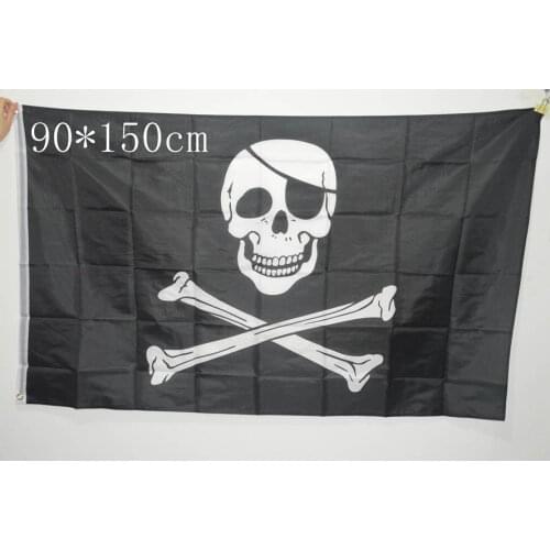 90*150cm Pirate Flag Skull Bar KTV Haunted House Jolly Roger Hanging With Grommet Party Accessory Supply Home Decoration