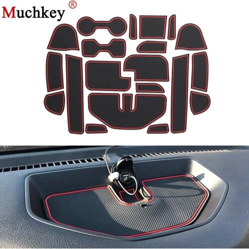 Muchkey Car Gate Slot Pad For Nissan Navara NP300 D23 2015-2016 Interior Door Pad Cup Non-slip Mats 20pcs Red/White Car Styling