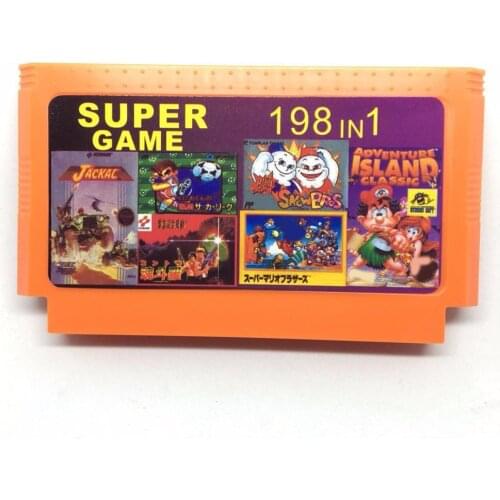 198 in 1 60 Pins Game Cartridge for 8 Bit Game Console with Nij Turtles1 2 3 4/Contra 1 2 3 6 7 8/Tiny Toon 1 2 3 etc