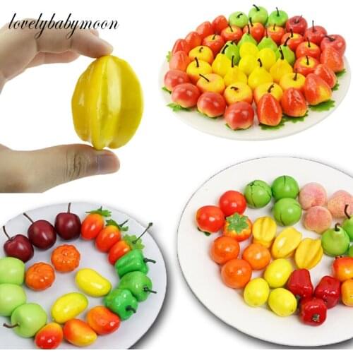 100pcs Mini Simulation Foam Fruit And Vegetables Artificial Kitchen Toys For Children Pretend Play Dollhouse Accessorie