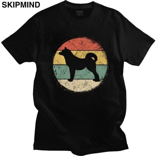 Cool Male Circular Retro Akita Tshirt Short Sleeve Grunge Cotton T-shirt Printed Japan Dog Owner Gift Tee Shirt Gift Clothing