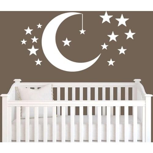 Moon Stars Wall Sticker For Kids Room Living Room Bedroom Decoration Poster Nursery Home Decal Vinyl Mural Art Decor S-133