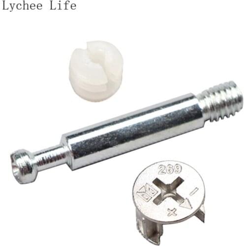 Lychee Life 20Pcs 3 In 1 Eccentric Wheel Nut Wooden Connector Fasteners Furniture Connection Fixer Screw Dowel Pre-inserted Nut