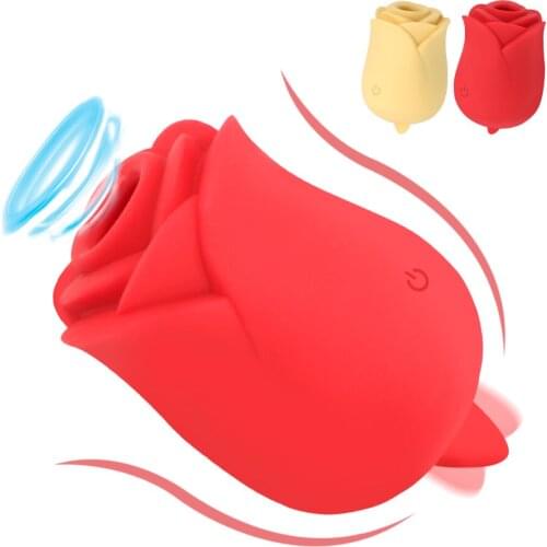 Vagina Masturbation G-spot Stimulator Nipple Sucker Oral Licking Rose Shape Tongue Licking Vibrator Sex Toys for Women