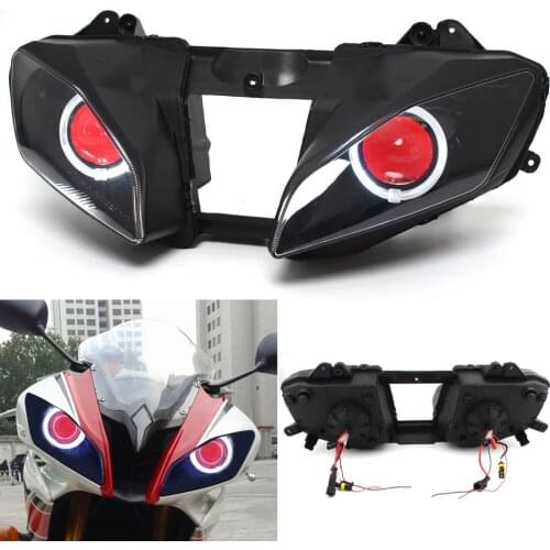 Motorcycle Custom Projector Modified Headlight Red Demon Eye White Angel Eye Fit For Yamaha YZF R6 2008-2016 Assembled Headlight