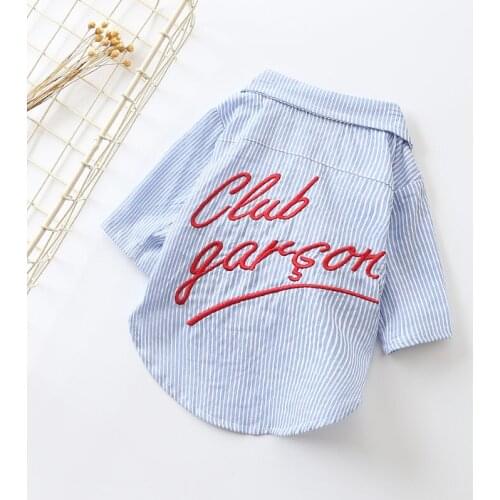 Fashion Dog Clothes Pet Shirts For Dogs Clothing Striped Dog Clothes Embroidery Pet Cat Clothes For Dogs Pets Clothing Summer