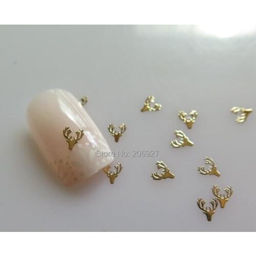 MS334-2 100pcs Gold Cute 4MM Deer Metal Sticker Nail Art Metal Sticker Nail Art Decoration Non-adhesive Sticker