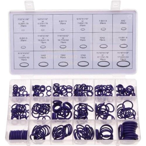 270pcs 18 Sizes Car Air Conditioning HNBR O Rings Car Auto Vehicle Repair Kits Rubber Rings Assortment Set Tools Accessories