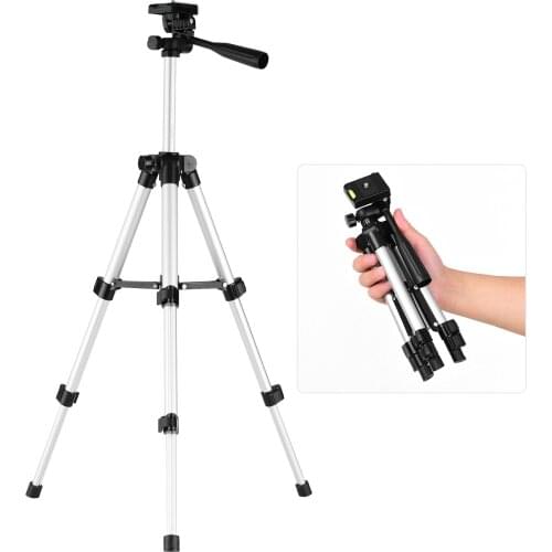 Mini Desktop Tripod Stand Aluminum Alloy 1/4 Inch Screw Adjustable Height for Smartphone Live LED Video Light Digital Camera