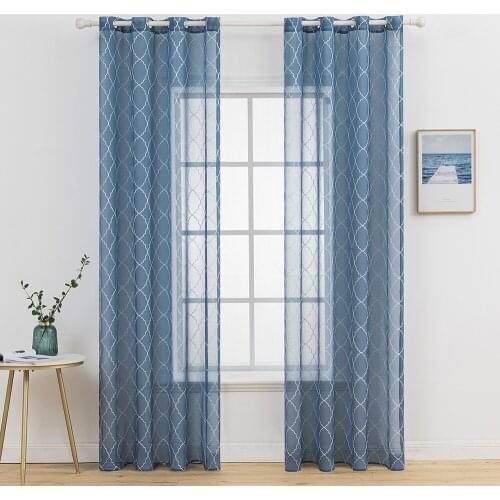 New Design Morocco Embroidered Tulle Sheer Window Curtains for Home Living Room Bedroom Decoration in the Kitchen Cafe Curtain