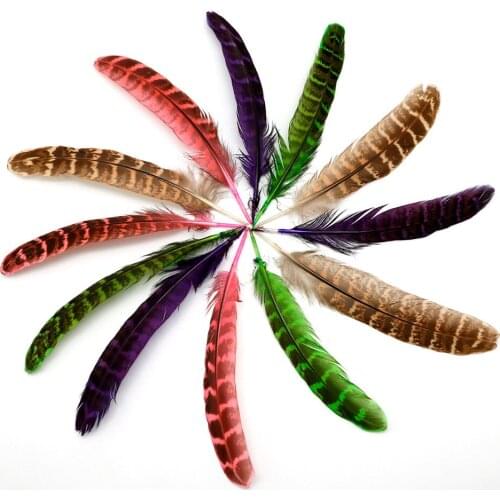 About 10-15cm 4 colors for choosing and Random Mixed Colors 25pcs/pack Hen Pheasant Wing Feathers, For DIY Craft Jewelry Making