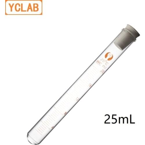 YCLAB 25mL Test Tube Glass with Graduation Rubber or Silica Gel Stopper High Temperature Acid Alkali Resistance