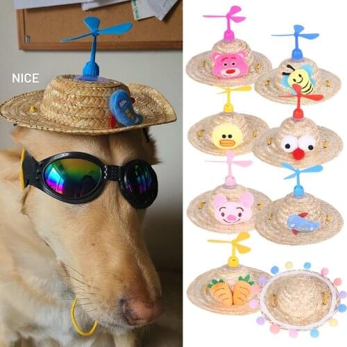 Dog Hat Pet Decoration fot Small Medium Big Dogs Cats Costume Pets Photography Props Cute fan Dog Cat Straw Hat Pet Supplies