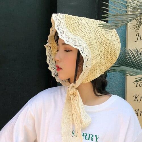 2021 Fashion Korean Big Lace Brim Starw Hat For Women Girls Summer Foldable Hats Outdoor Floppy Sun Beach Cap Gorros