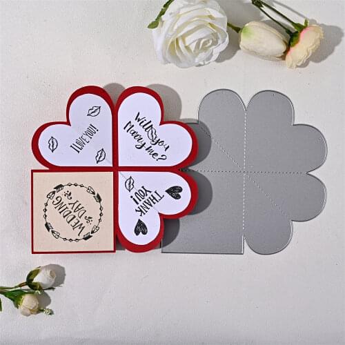 YaMinSanNiO Foldable 3d Heart Shaped Card Metal Cutting Dies Scrapbooking Album Making Handmade Knife Moulds Decorations New
