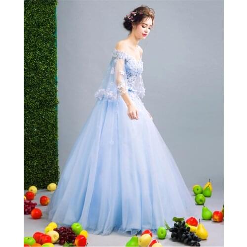 Light blue cloak butterfly sleeve ball gown medieval dress princess Medieval Renaissance Gown queen cosplay Victoria dress